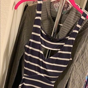 Ocean drive navy blue dress with white stripes